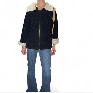 Y2K faux fur lined corduroy jacket.